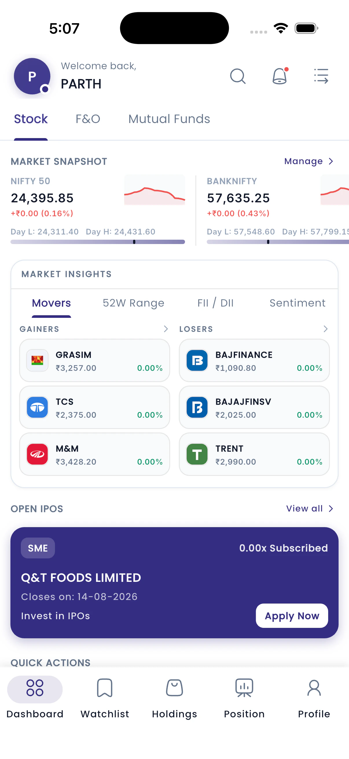 TradeVance — Nifty 50 option chain with open interest, LTP and PCR
